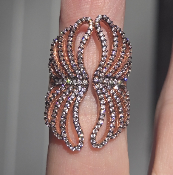 Topaz Sterling & Gold Wing Ring Sz8 - Picture 3 of 8